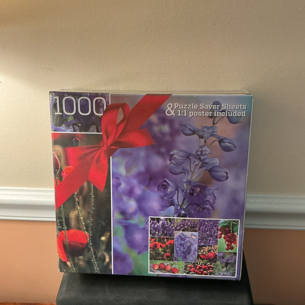 Gerjato 1000‎ Piece Jigsaw Puzzle Collage Purple Red #1 Floral with Saver Sheets